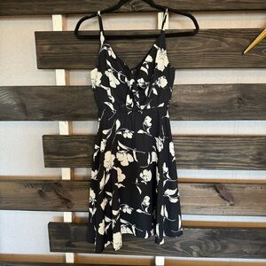 Lulus black and white  spaghetti strap floral mini dress